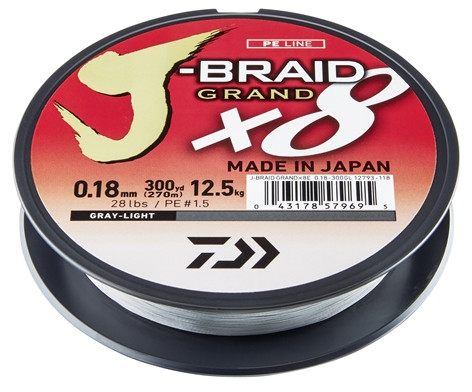 J-BRAID GRAND X8 SVETLO ŠEDÁ 135 m